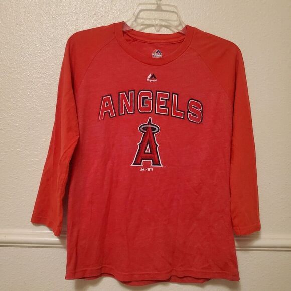 Majestic Other - Majestic Los Angeles Angels MLB Youth L 14/16 Red 3/4 Sleeve Raglan T-Shirt